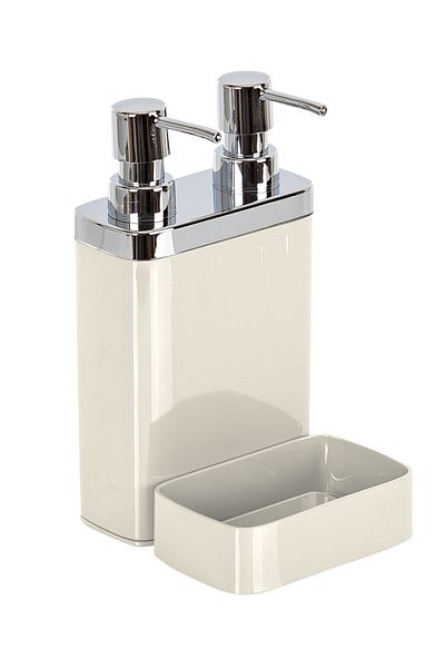 Prima Nova Viva Beige Liquid Soap Dispenser - Kitchen Set of 2 with Sponge Holder