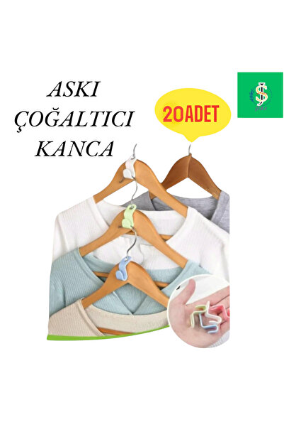 meyre 20 Adet Beyaz Askı Çoğaltıcı Kanca Elbise Kıyafet Askılık Klips Seti Dolap Düzenleyici Raf