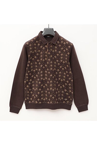 Dio Rise Мъжка тениска с дълъг ръкав и тънко поло - PPS-2507 - кафява