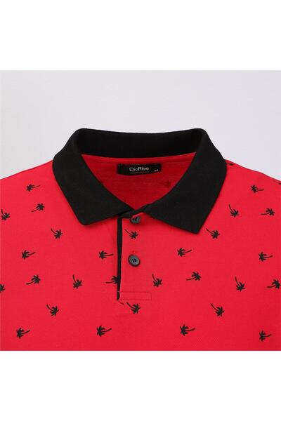 Dio Rise Ανδρικό κοντομάνικο μπλουζάκι Polo Neck - PLE-377 - Κόκκινο