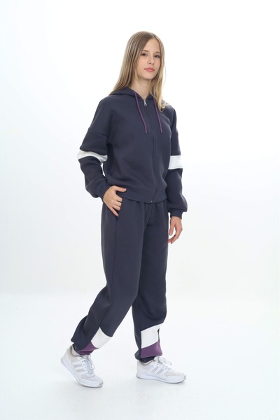 Toontoy Κοριτσίστικο σετ αθλητικής φόρμας με με κουκούλα φερμουάρ Garni με λεπτομέρειες