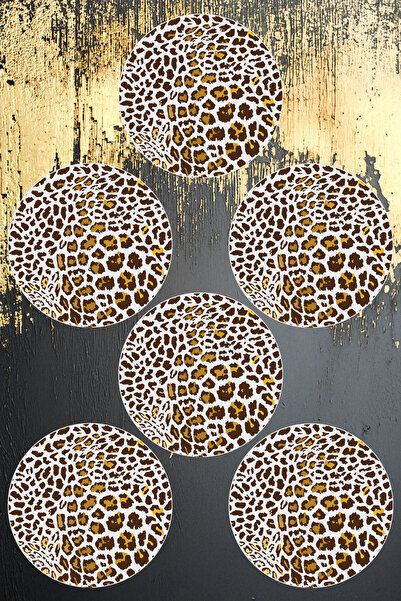 nazen Mimhome Fast 19cm 8"inch Gold Leopar Servis Tabak:yazlık Ev Bahçe Dekoratif Pasta Tabağı