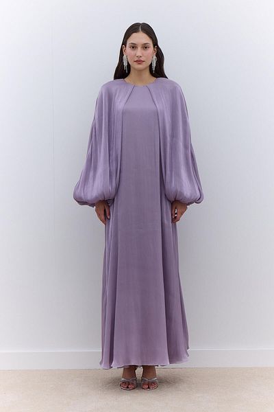 Manuka Fliederfarbenes Kleid mit weitem Ärmel