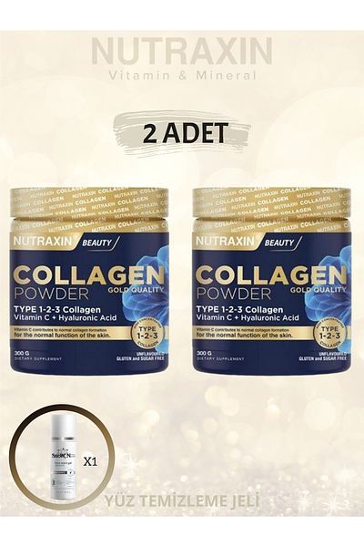 Nutraxin Gold Quality Collagen Powder - 300Gr, Type Ii - Iii Collagen Peptide Containing Powder (2 Pieces)