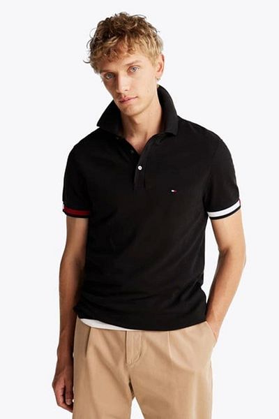 Tommy Hilfiger Men's Black Polo Neck T-shirt