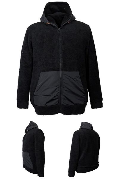 marufshop Ανδρικό βελούδινο παλτό φούτερ με κουκούλα, κατάλληλο για μεγάλο μέγεθος, μεγάλο μέγεθος 105 κιλά - 134 κιλά