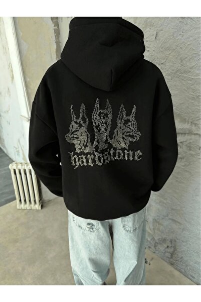 Bravebell Hardstone Taş Detaylı Hoodie Oversize Sweatshirt