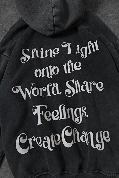 Slatra Чоловічий антрацитовий Create Change Oversize-светр з капюшоном та капюшоном, що знімається