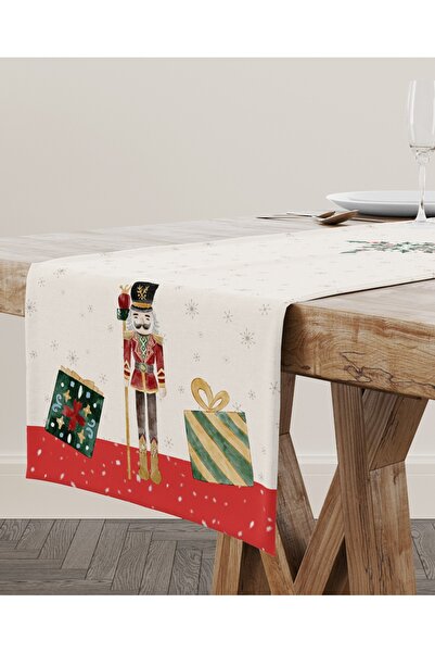 DOSH BY EDA DOĞAN Dosh Christmas Runner - KURŞUN ASKER - NUTKER - Baskılı Yılbaşı Temalı Runner - 40 X 200 Cm