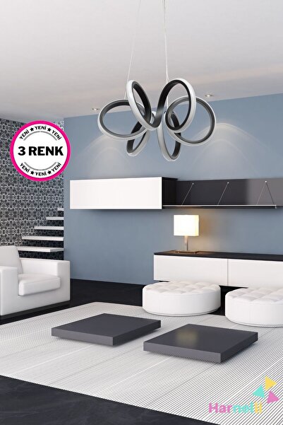 LUZ AMARİLLA MODERN TASARIM 30 Cm Çap 3 Renk Yanabilen Ledli Avize