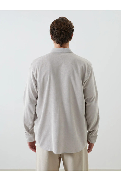 LC Waikiki LCW Vision Bej Regular Fit Uzun Kollu Kadife Erkek Gömlek