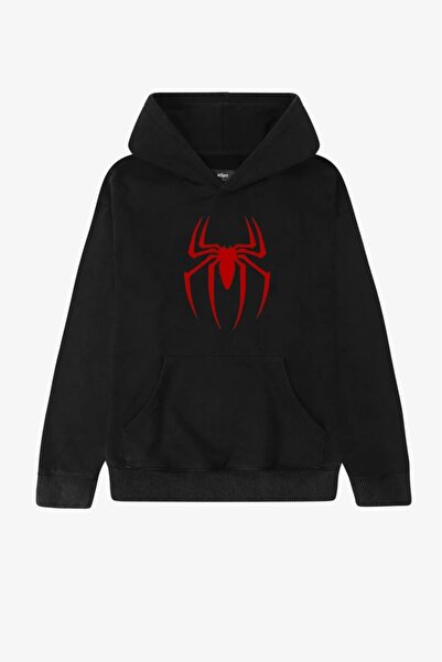 Bravebell Φούτερ με μαύρη κουκούλα Spider Spider με στάμπα Unisex Oversize