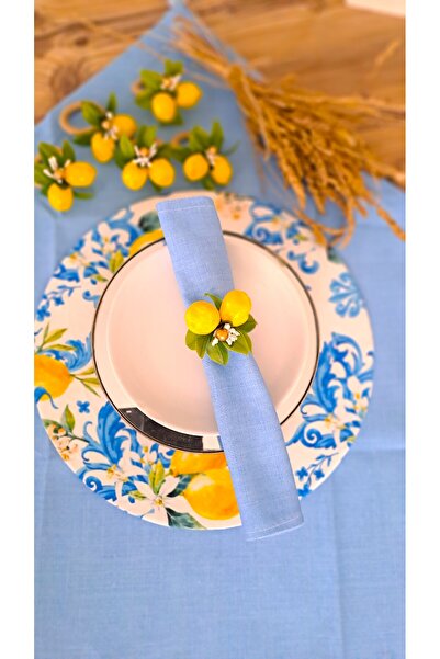 ÖZCHOME Новогодишна украса Лимонова грозде 6-частен комплект пръстени за салф...