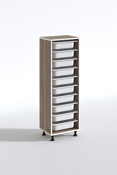 Kenzlife Sepetli Mutfak Dolabı Ruberu Crd 134X45X30 Banyo Oyuncak Çamaşır Beyaz 10 Lu Sepet