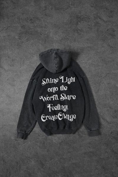 Slatra Ανδρικό φούτερ Anthracite Create Change Washed Hooded Oversize