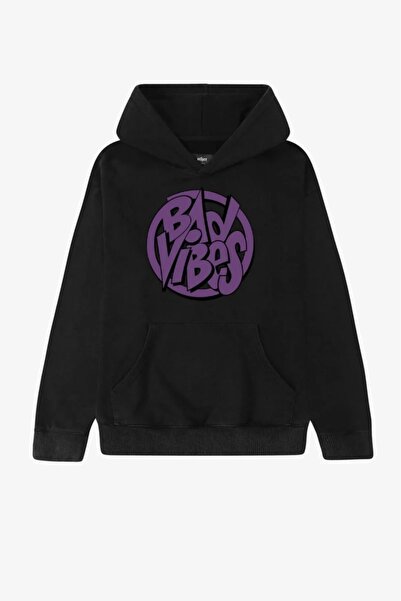 Bravebell Φούτερ με μαύρη κουκούλα Bad Vibes με στάμπα Unisex Oversize