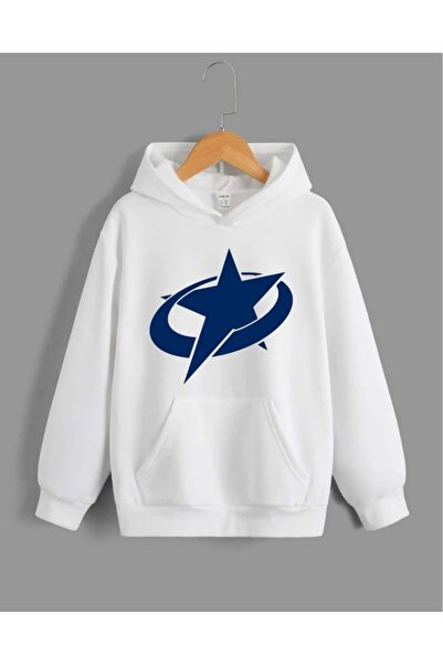 Bravebell Bela majica sa kapuljačom i zvezdastim printom, unisex, oversized