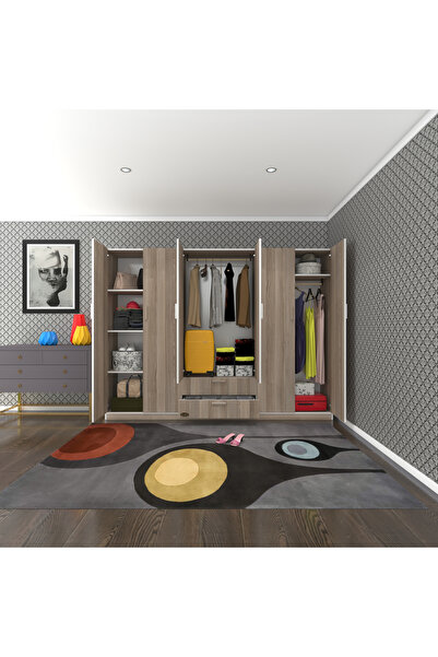 Kenzlife Gardırop 6 Kapılı Çekmeceli Begonvil240 Crd Kapaklı Gardolap Dolap