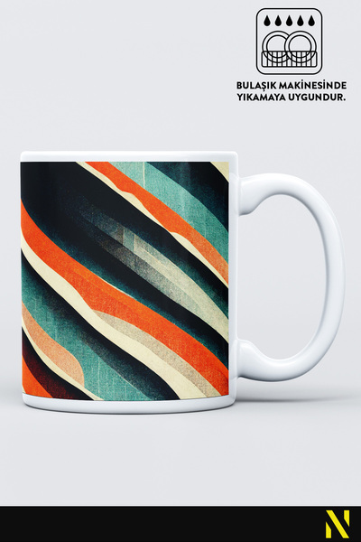 nilizma كوب بورسلين بنمط تجريدي سعة 330 مل