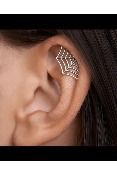 Arescollection 316L Surgical Steel Spider Web-Shaped Helix Piercing (1 Left Ear Compatible)