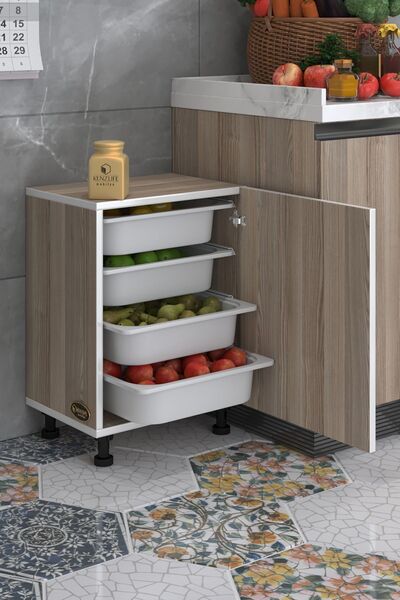 Kenzlife Sepetli Mutfak Dolabı Ruberukapak Crd 062X45X30 Kapaklı Banyo Çamaşır Beyaz 4 Lü Sepet