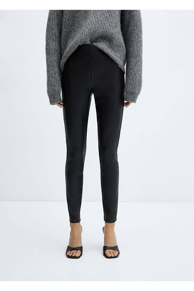 MANGO Woman Leggings in Lederoptik