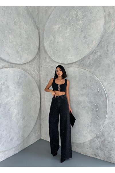 Zeo Basic TAŞ DETAYLI BAGGY JEAN PANTOLON