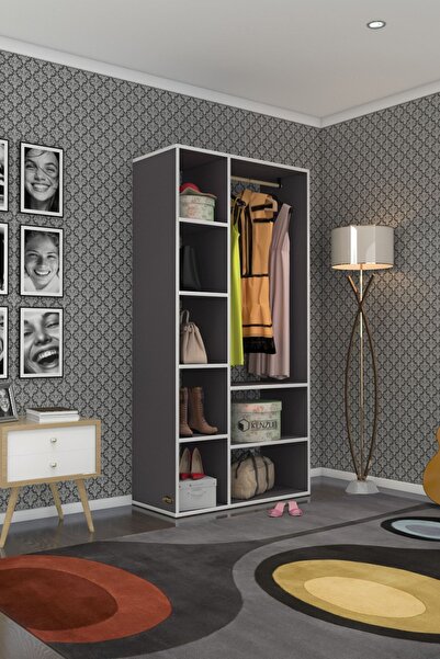 Kenzlife Giysi Dolabı Hüsamettin 180*090*40 Gri Gardırop