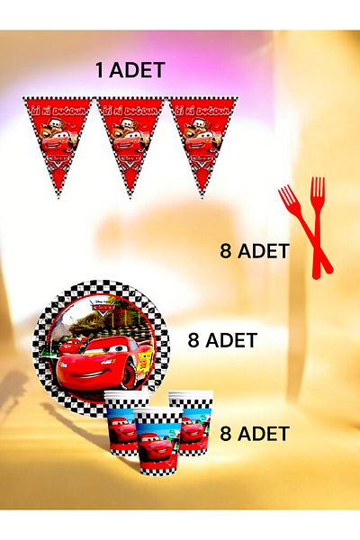 VibeHome 8-Person Cars Themed S Pack - Birthday Party and Fun Events