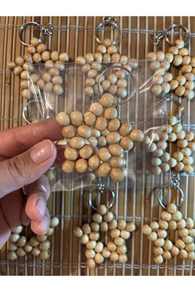 Konsept Boncuk Yıldız Anahtarlık (JELATİNLİ) Ahşap Cilalı 10 Adet