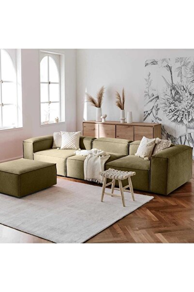 mododizayn mobilya Pufy Yeşil Modüler Köşe Koltuk 4'lü