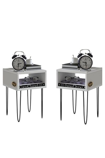 Kenzlife Komodin Ortense Byz Komidin 2 Li Set 44*29*29 Metal Ayaklı Orta Zigon Sehpa Minik Boy (Mng)