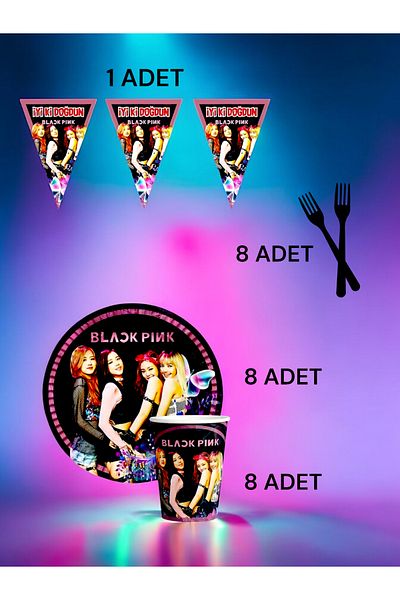 VibeHome 8-Person Black Pink Themed S Pack - Birthday Party and Fun Events