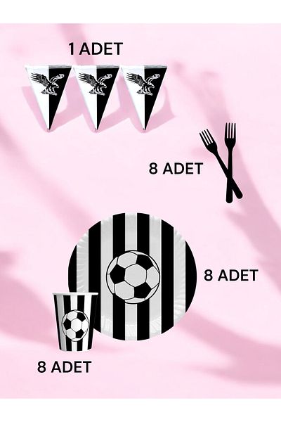 VibeHome 8-Person Black and White Fan S Pack - Birthday Party and Fun Events