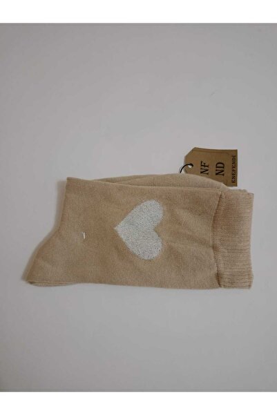 ENEFENDİ Меки дамски светлокафяви чорапи - с пайети, сърцевиден мотив, без шевове, коледни чорапи 36-40