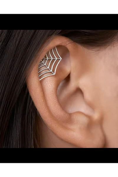 Arescollection 316L Surgical Steel Spider Web-Shaped Helix Piercing (1 Right Ear Compatible)