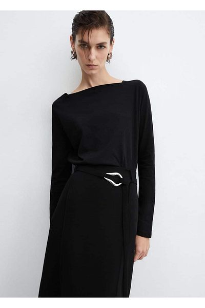 MANGO Woman Boat Neck Cotton T-shirt