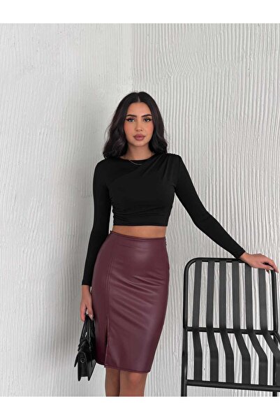 Zula Moda Fusta din piele - Detaliată cu fantă