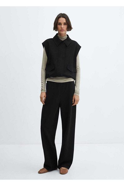 MANGO Woman Black Women's Pants 67045750