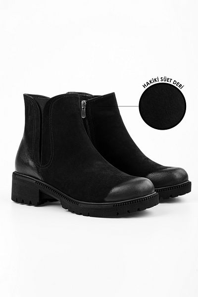 Shoeberry Γυναικείες μπότες Neylan Μαύρες Γνήσιες Δερμάτινες Μπότες Μαύρες Γνήσιες Σουέντ
