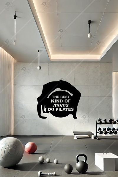 Emach Dizayn The Best Kind of moms Do Pilates Yazılı Duvar Süsü Dekoru
