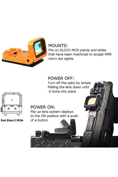 Bosile Taktik RMT Flip Red Dot Sight Holografik Refleks Katlama Kapsamı 20mm Picatinny Mount Tan Rengi
