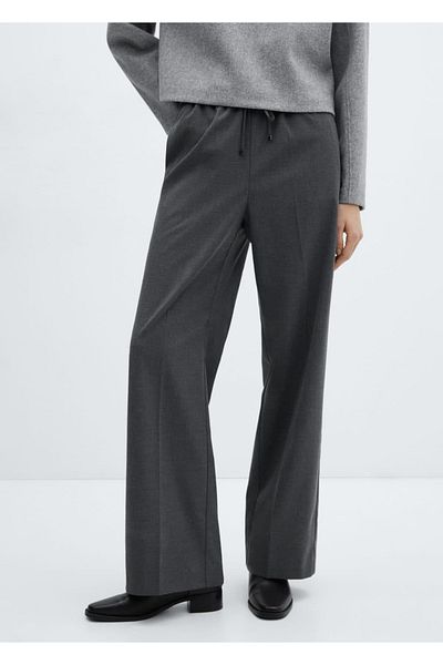 MANGO Woman Elastic waistband wideleg pants