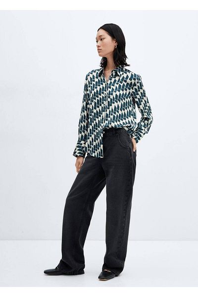 MANGO Woman Szatén drapériás ing