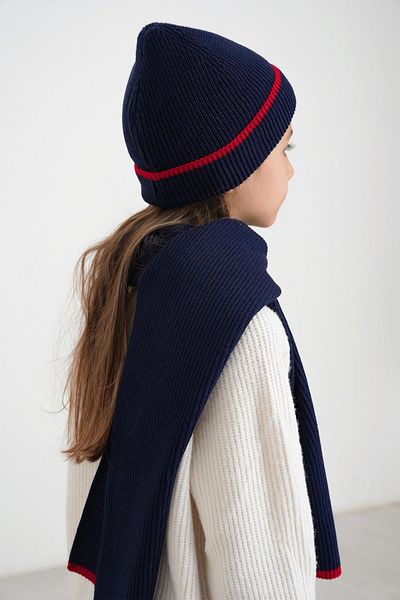 CHUBA Thessaloniki Knit Scarf Beanie Set for 7-12 Years Old Children - Navy Blue Chkıds106