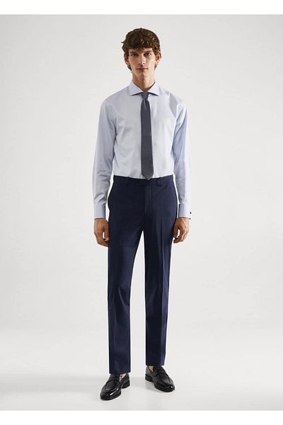 MANGO Man Παντελόνι από ύφασμα με καρό Slim Fit