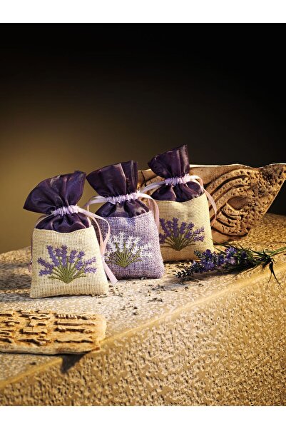 Luvilavant Hediyelik Jüt Lavanta Kesesi Lavanta  Desenli Nakışlı %100 Doğal 3...