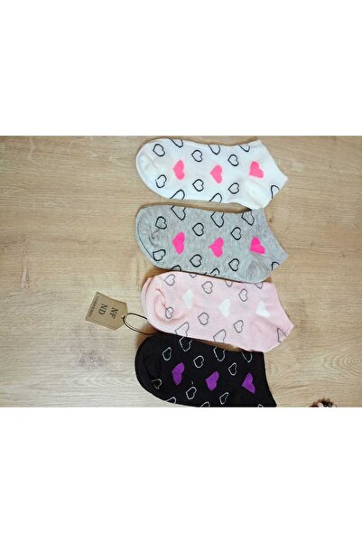 ENEFENDİ Дамски чорапи с сърцевиден мотив - памук, сиви, размер 36-40