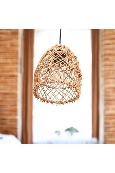 oceanpoint Bohemian Style Natural Rattan Pendant Lamp Chandelier Handmade Decorative Lighting Small Size (20cm)