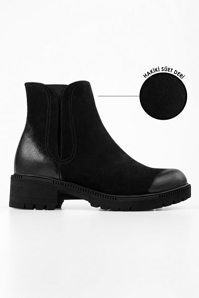 Shoeberry Γυναικείες μπότες Neylan Μαύρες Γνήσιες Δερμάτινες Μπότες Μαύρες Γνήσιες Σουέντ